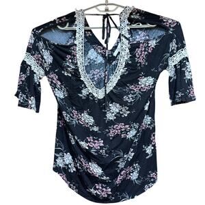 G Collection Floral Lace Top Women Plus Size 1X Boho Cottagecore Romantic Fairy